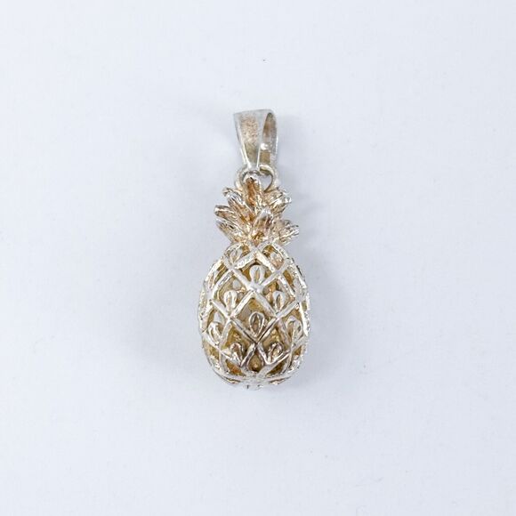 Vintage Sterling Silver 925 Filigree Pineapple Pendant - Picture 2 of 7